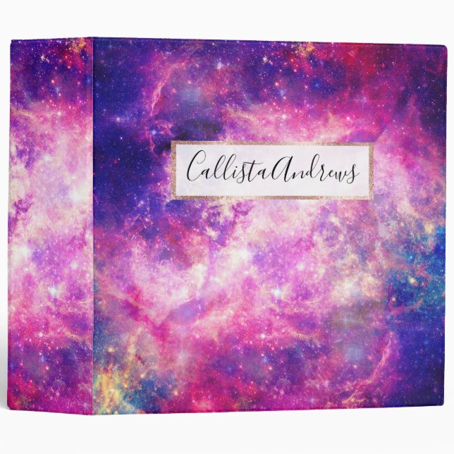 Dark Night Gradient Galaxy Glowing Zodiac Starry S 3 Ring Binder (Front/Spine)