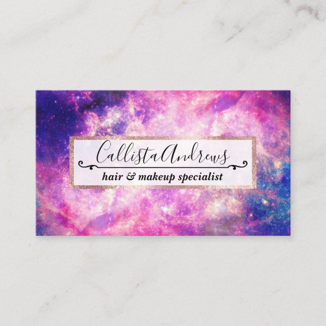 Dark Night Gradient Galaxy Glowing Zodiac Starry S Business Card (Front)