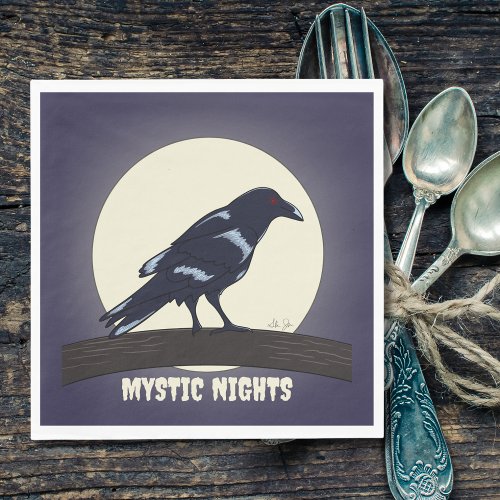 Dark Night Moonlight Malevolent Crow  Napkins