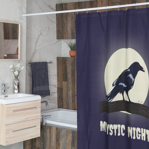 Dark Night Moonlight Malevolent Crow  Shower Curtain