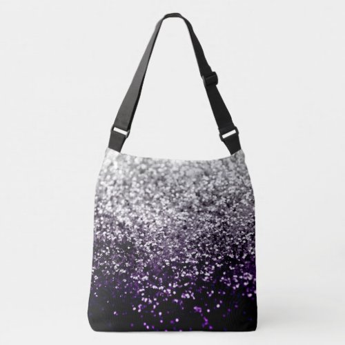 Dark Night Purple Black Silver Glitter 1 shiny Crossbody Bag