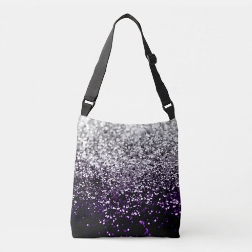 Dark Night Purple Black Silver Glitter 1 shiny Crossbody Bag