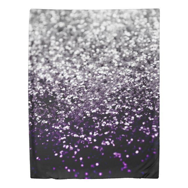 Dark Night Purple Black Silver Glitter #1 #shiny Duvet Cover (Front)