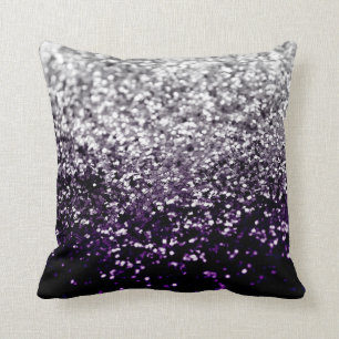 Dark Night Purple Black Silver Glitter #1 #shiny Throw Pillow