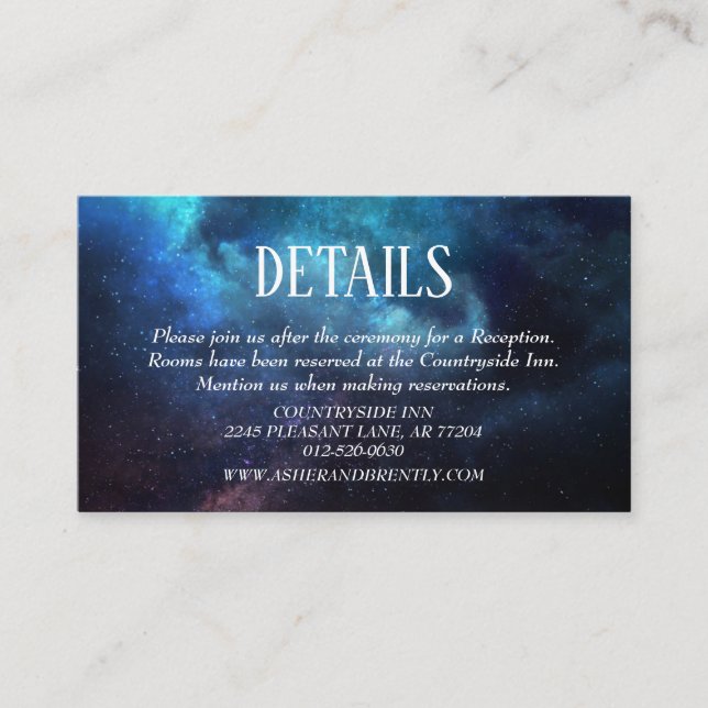 Dark Night Sky Starry Blue Nebula Details Enclosure Card (Front)