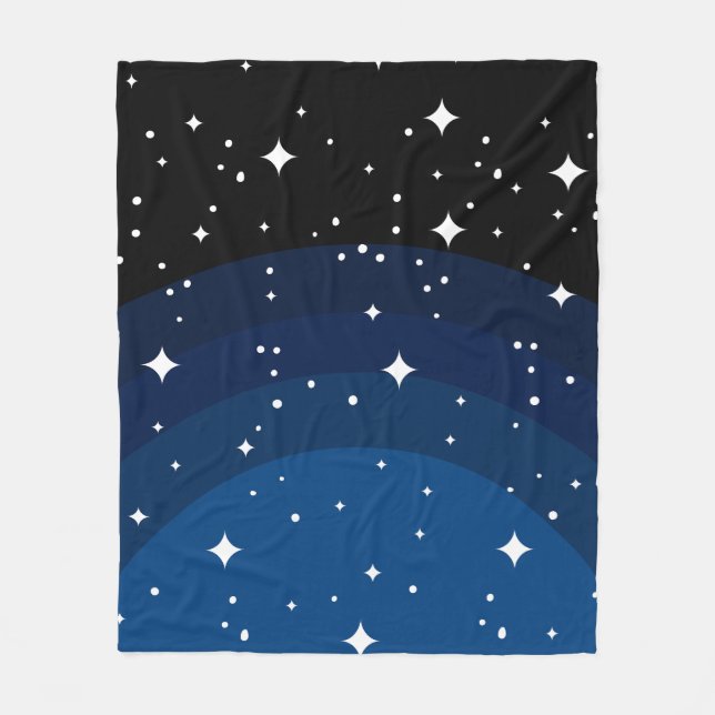 Dark Night Sky Stars Pattern Fleece Blanket (Front)