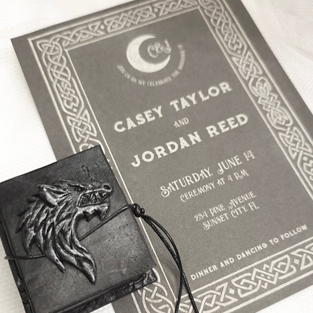 Dark Nordic Viking Moon Wedding Invitation  (Creator Uploaded)