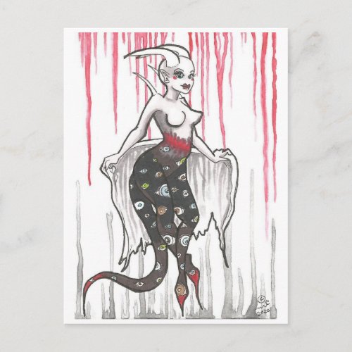 Dark Nymph eyeball demon Cartoon Fantasy Art Postcard