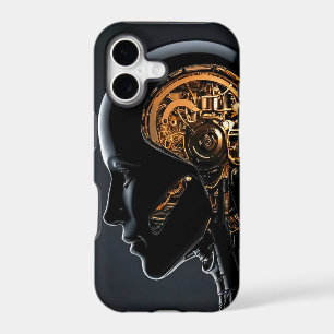 Dark Obsidian Cyberpunk Android Mechanical Gear iPhone 17 Case