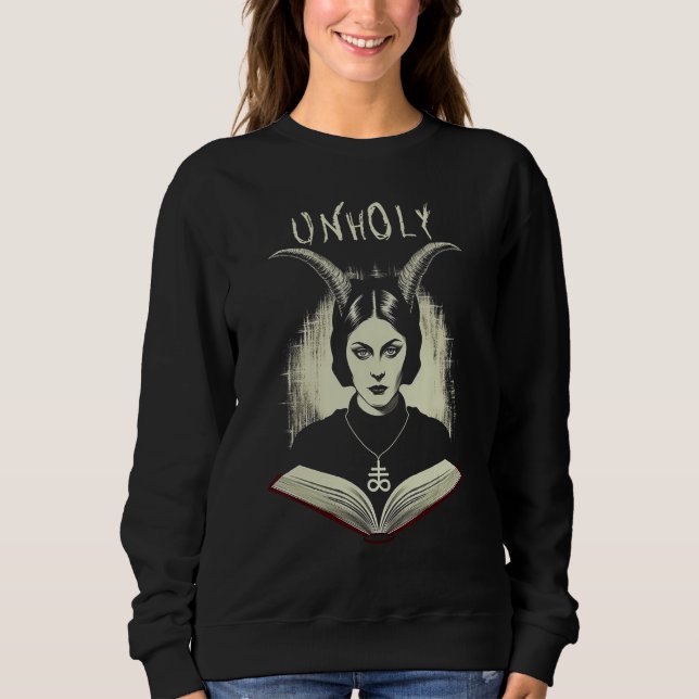 Dark Occult Macabre Witchcraft Satanism Unholy Nun Sweatshirt (Front)