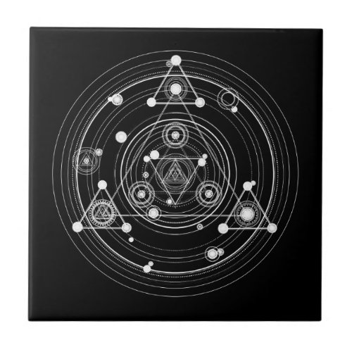 Dark occult style sacred geometry ceramic tile