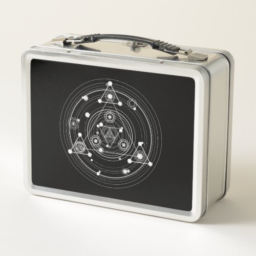 Dark occult style sacred geometry metal lunch box
