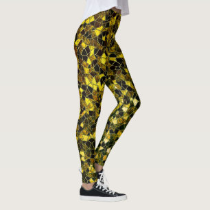 Dark ocher an yellow mosaic, option line splitting leggings