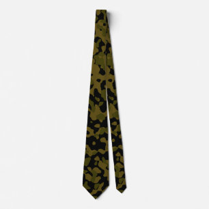 Dark Olive, Black, and Brown Camouflage Pattern Neck Tie