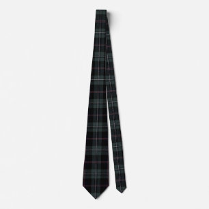 Dark Olive, Burgundy, Black Tartan Plaid Pattern Neck Tie