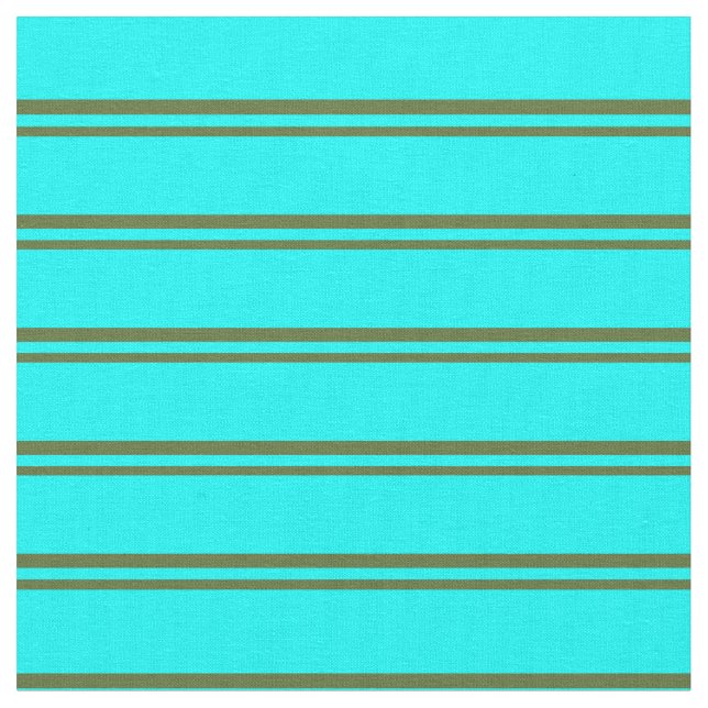 Dark Olive Green and Aqua Striped/Lined Pattern Fabric (Close Up)