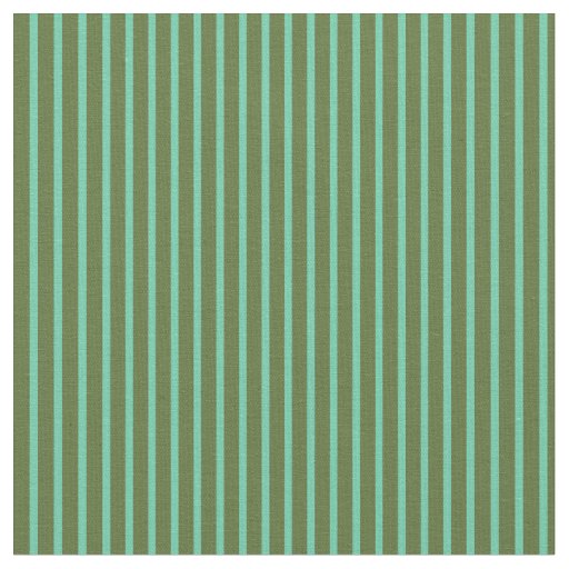 Dark Olive Green and Aquamarine Lines Pattern Fabric