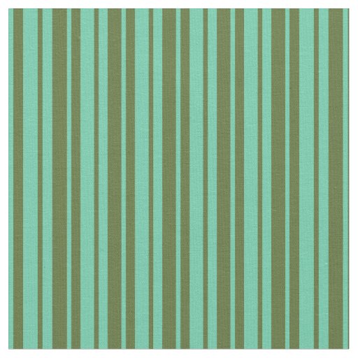 Dark Olive Green and Aquamarine Stripes Pattern Fabric