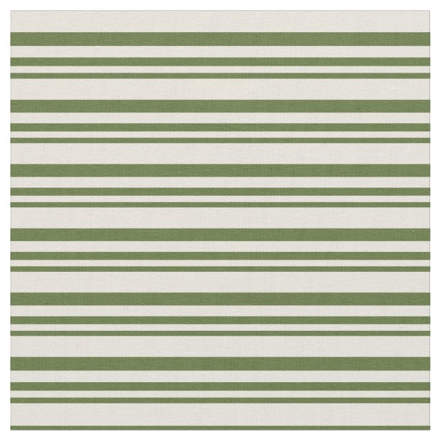 Dark Olive Green and Beige Lined Pattern Fabric (Close Up)