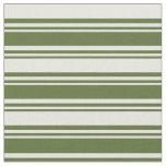 [ Thumbnail: Dark Olive Green and Beige Lines Fabric ]