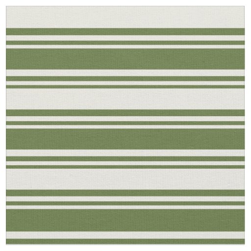 Dark Olive Green and Beige Lines Fabric