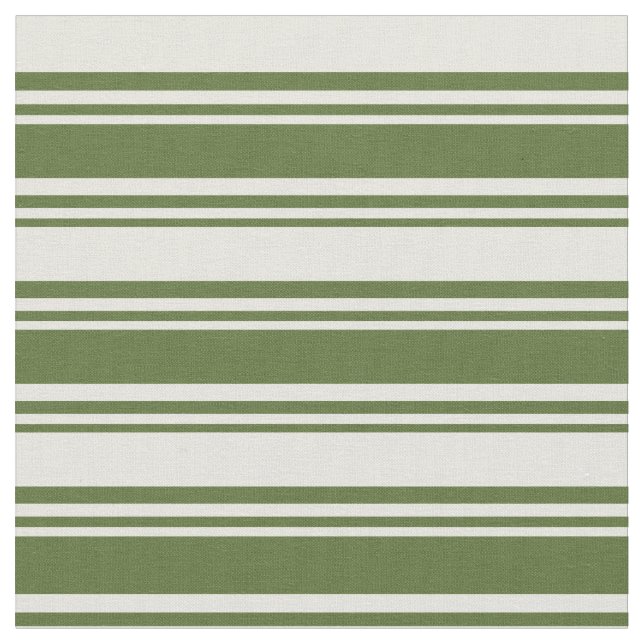 Dark Olive Green and Beige Lines Fabric (Close Up)