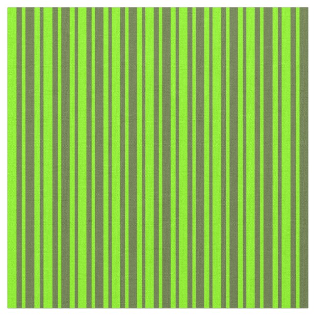 Dark Olive Green and Chartreuse Stripes Pattern Fabric (Close Up)