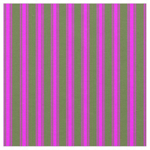 Dark Olive Green and Fuchsia Stripes Pattern Fabric