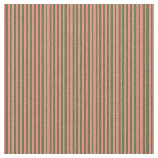 Dark Olive Green and Light Coral Lines Fabric