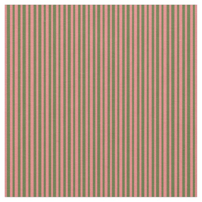 Dark Olive Green and Light Coral Lines Fabric (Close Up)
