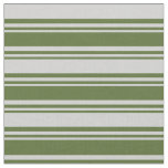 [ Thumbnail: Dark Olive Green and Light Gray Stripes Pattern Fabric ]