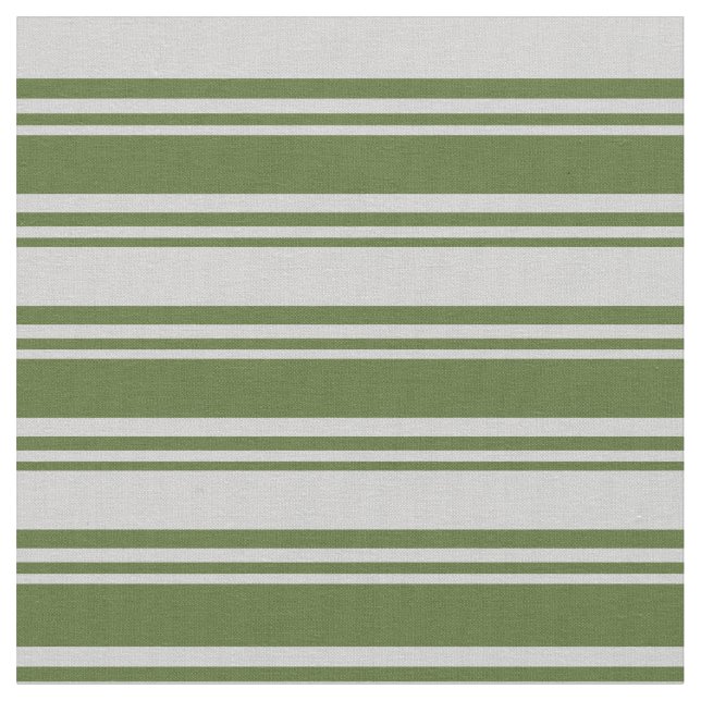 Dark Olive Green and Light Gray Stripes Pattern Fabric (Close Up)