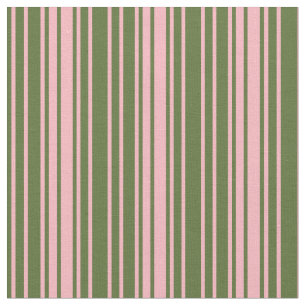 Dark Olive Green and Light Pink Stripes Fabric