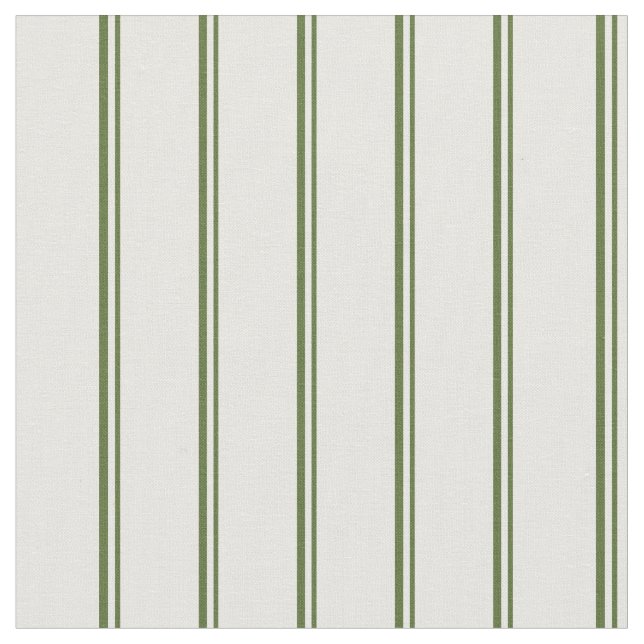 Dark Olive Green and Mint Cream Striped Pattern Fabric (Close Up)