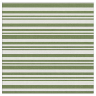 Dark Olive Green and White Lined Pattern Fabric
