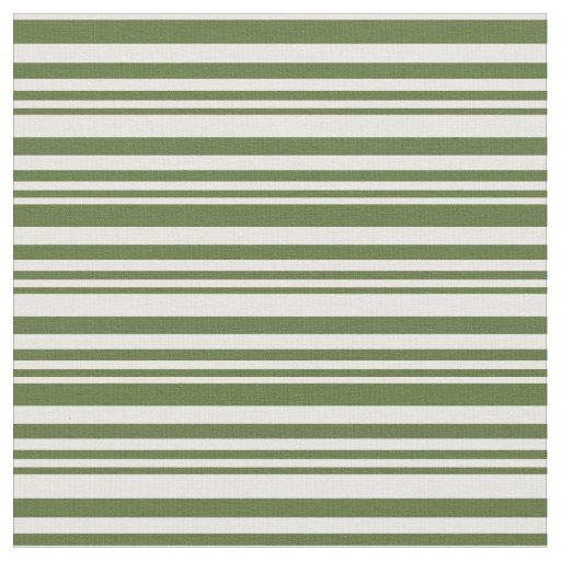 Dark Olive Green and White Lined Pattern Fabric
