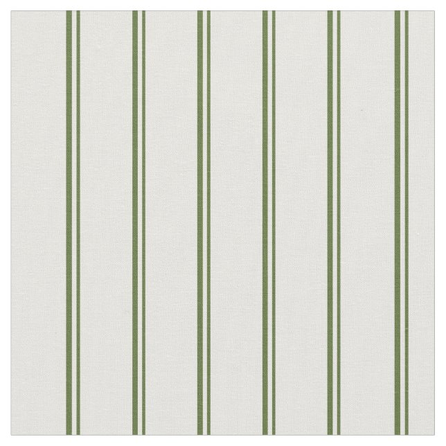 Dark Olive Green and White Lines Pattern Fabric (Close Up)