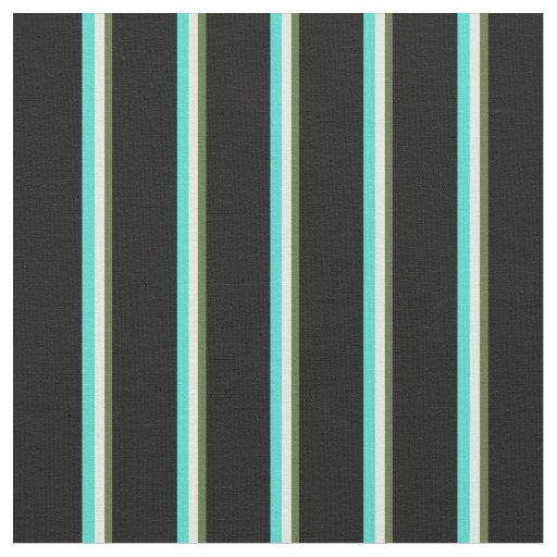 Dark Olive Green, Beige, Turquoise, and Black Fabric