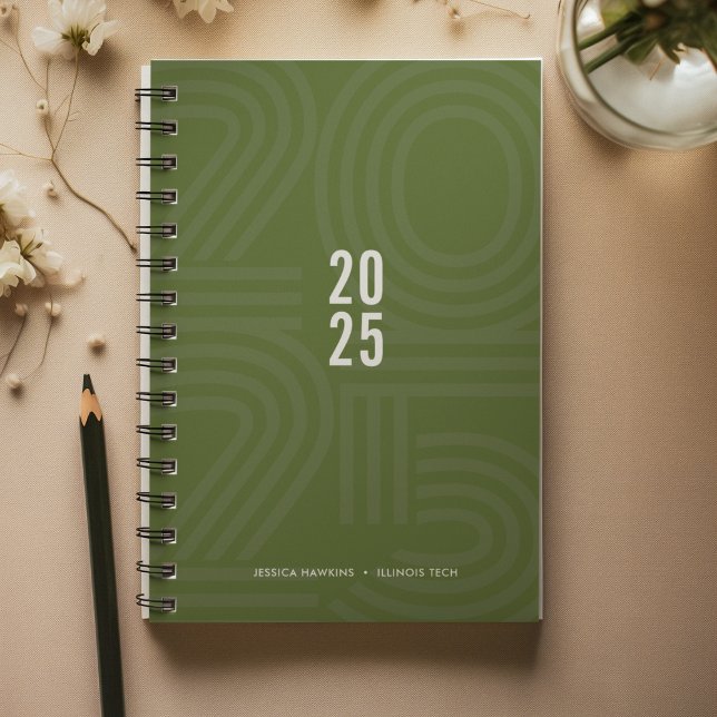 Dark Olive Green Blocked Spiral Weekly Planner (Creator Uploaded)