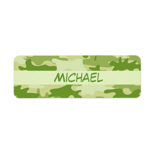 Dark Olive Green Camo Camouflage Name Personalized Label