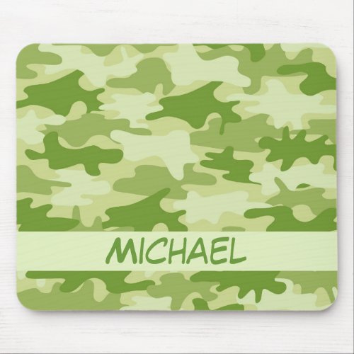 Dark Olive Green Camo Camouflage Name Personalized Mouse Pad