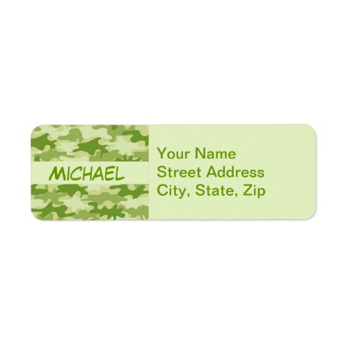 Dark Olive Green Camo Camouflage Personalized Name Label