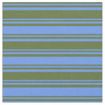 [ Thumbnail: Dark Olive Green & Cornflower Blue Colored Lines Fabric ]