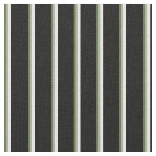 Dark Olive Green, Dark Gray, White, and Black Fabric