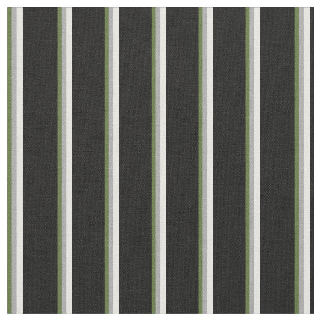 Dark Olive Green, Dark Gray, White, and Black Fabric (Close Up)