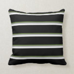 [ Thumbnail: Dark Olive Green, Dark Gray, White, and Black Throw Pillow ]
