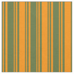 [ Thumbnail: Dark Olive Green & Dark Orange Colored Lines Fabric ]