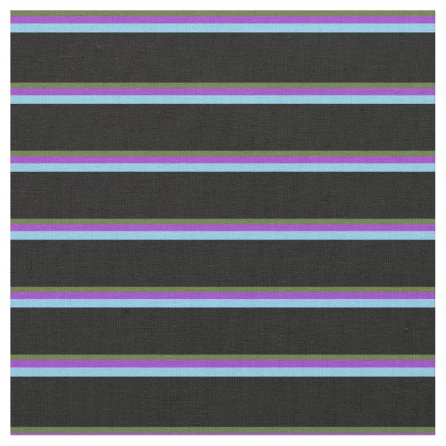 Dark Olive Green, Dark Orchid, Sky Blue & Black Fabric (Close Up)