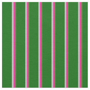 Dark Olive Green, Deep Pink, Grey & Dark Green Fabric