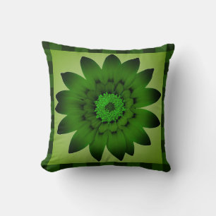 Dark Olive Green Flower Artwork - Pillow